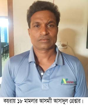 কয়রার দক্ষিন বেদকাশীর বহুল আলোচিত ১৮ মামলার আসামী আসাদুল আটক